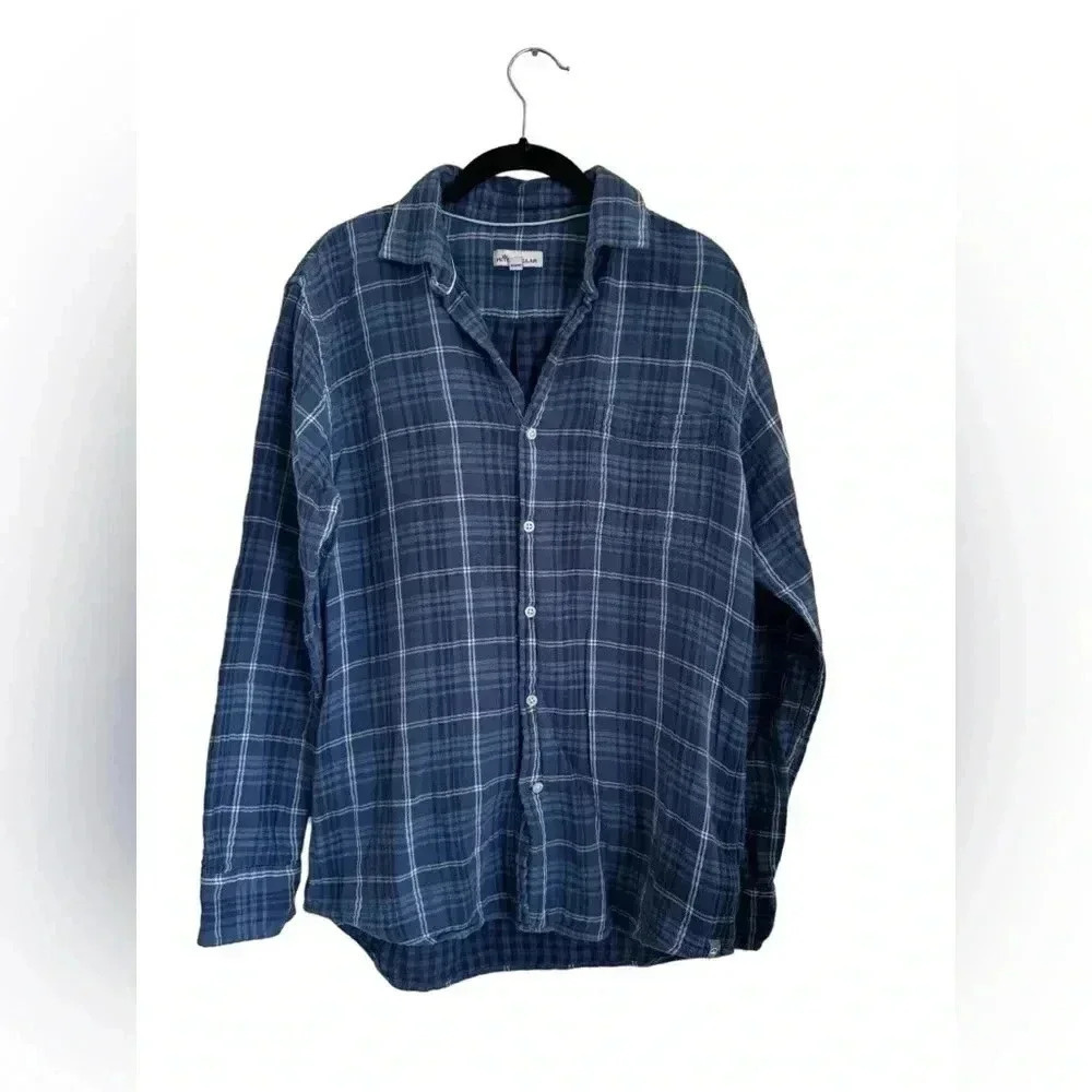 Peter millar Mens Mountainside Collection Cotton Flannel Shirt Blue/Blue Plaid